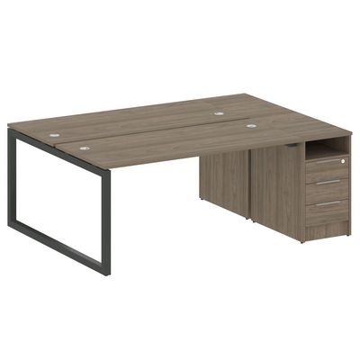 Metal System Quattro 5x5 50БО.РС-СТП-2.4 (Вяз благородный/Антрацит) Рабочая станция на О-образном м/к с опорной тумбой