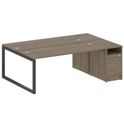 Metal System Quattro 5x5 50БО.РС-СТП-2.5 (Вяз благородный/Антрацит) Рабочая станция на О-образном м/к с опорной тумбой