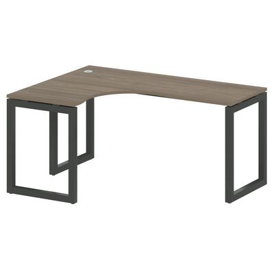 Metal System Quattro 5x5 50БО.СА-4 Л (Вяз благородный/Черный) Стол криволинейный левый на О-образном м/к