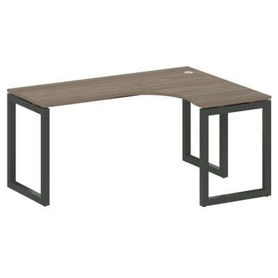 Metal System Quattro 5x5 50БО.СА-4 Пр (Вяз благородный/Черный) Стол криволинейный правый на О-образном м/к