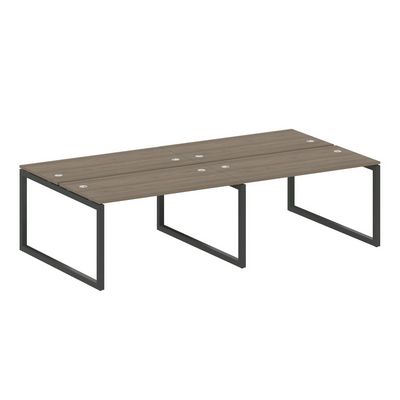 Metal System Quattro 5x5 50БО.СМ-4.3 (Вяз благородный/Черный) Рабочая станция на 4 раб.места на О-образном м/к