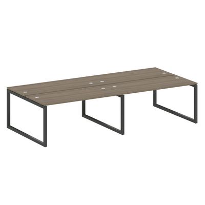 Metal System Quattro 5x5 50БО.СМ-4.4 (Вяз благородный/Антрацит) Рабочая станция на 4 раб.места на О-образном м/к