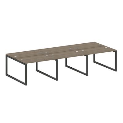 Metal System Quattro 5x5 50БО.СМ-6.2 (Вяз благородный/Антрацит) Рабочая станция на 6 раб.мест на О-образном м/к