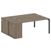 Metal System Quattro 5x5 50БП.РС-СШК-1.4 (Вяз благородный/Антрацит) Рабочая станця на П-образном м/кя с опорным шкафом-купе