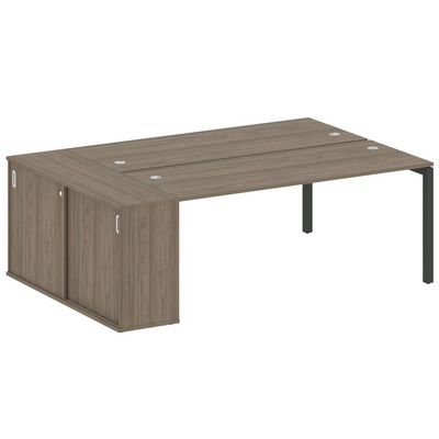 Metal System Quattro 5x5 50БП.РС-СШК-1.5 (Вяз благородный/Антрацит) Рабочая станция на П-образном м/к с опорным шкафом-купе