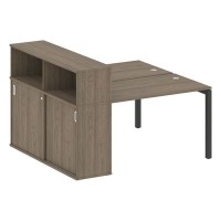 Metal System Quattro 5x5 50БП.РС-СШК-2.2 (Вяз благородный/Антрацит) Рабочая станция на П-образном м/к с опорным шкафом-купе