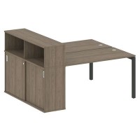 Metal System Quattro 5x5 50БП.РС-СШК-2.3 (Вяз благородный/Черный) Рабочая станция на П-образном м/кс опорным шкафом-купе