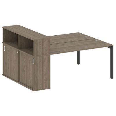 Metal System Quattro 5x5 50БП.РС-СШК-2.4 (Вяз благородный/Антрацит) Рабочая станция на П-образном м/к с опорным шкафом-купе