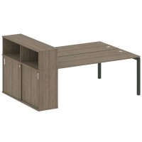 Metal System Quattro 5x5 50БП.РС-СШК-2.5 (Вяз благородный/Черный) Рабочая станция на П-образном м/к с опорным шкафом-купе