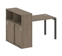 Метал Систем Куатро 5х5 50БП.РС-СШК-3.2 (Вяз благородный/Антрацит) Стол письменный на П-образном м/к с опорным шкафом-купе