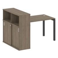 Metal System Quattro 5x5 50БП.РС-СШК-3.2 (Вяз благородный/Черный) Стол письменный на П-образном м/к с опорным шкафом-купе