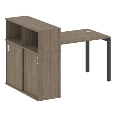 Metal System Quattro 5x5 50БП.РС-СШК-3.2 (Вяз благородный/Черный) Стол письменный на П-образном м/к с опорным шкафом-купе