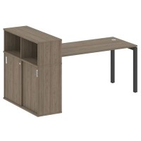 Metal System Quattro 5x5 50БП.РС-СШК-3.4 (Вяз благородный/Черный) Стол письменный на П-образном м/к с опорным шкафом-купе