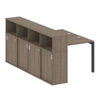 Metal System Quattro 5x5 50БП.РС-СШК-4.1 (Вяз благородный/Черный) Рабочая станция на П-образном м/к с опорным шкафом-купе