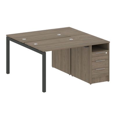 Metal System Quattro 5x5 50БП.РС-СТП-2.1 (Вяз благородный/Антрацит) Рабочая станция на П-образном м/к с опорной тумбой