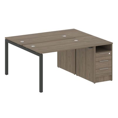 Metal System Quattro 5x5 50БП.РС-СТП-2.2 (Вяз благородный/Антрацит) Рабочая станция на П-образном м/к с опорной тумбой