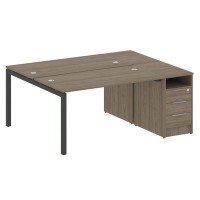 Metal System Quattro 5x5 50БП.РС-СТП-2.3 (Вяз благородный/Антрацит) Рабочая станция на П-образном м/к с опорной тумбой