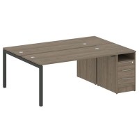 Metal System Quattro 5x5 50БП.РС-СТП-2.4 (Вяз благородный/Антрацит) Рабочая станция на П-образном м/к с опорной тумбой