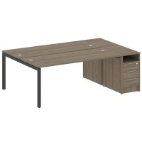 Metal System Quattro 5x5 50БП.РС-СТП-2.5 (Вяз благородный/Антрацит) Рабочая станция на П-образном м/к с опорной тумбой