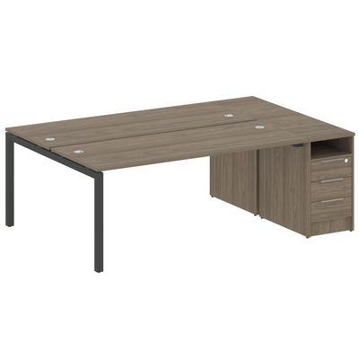 Metal System Quattro 5x5 50БП.РС-СТП-2.5 (Вяз благородный/Антрацит) Рабочая станция на П-образном м/к с опорной тумбой