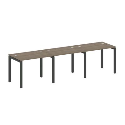 Metal System Quattro 5x5 50БП.СМ-3.1 (Вяз благородный/Черный) Рабочая станция на 3 раб.места на П-образном м/к