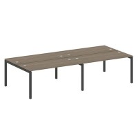 Metal System Quattro 5x5 50БП.СМ-4.4 (Вяз благородный/Черный) Рабочая станция на 4 раб.места на П-образном м/к