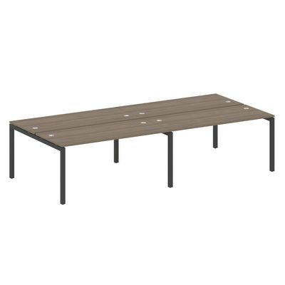 Metal System Quattro 5x5 50БП.СМ-4.4 (Вяз благородный/Черный) Рабочая станция на 4 раб.места на П-образном м/к