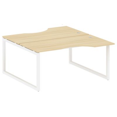 Metal System Quattro 5x5 50БО.РАС-СА-2.1 (Акация лорка/Белый) Рабочая станция криволинейная на О-образном м/к