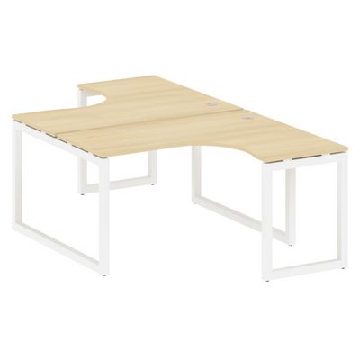 Metal System Quattro 5x5 50БО.РАС-СА-2.3 (Акация лорка/Белый) Рабочая станция криволинейная на О-образном м/к