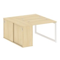 Metal System Quattro 5x5 50БО.РС-СШК-1.1 (Акация лорка/Белый) Рабочая станция на О-образном м/к с опорным шкафом-купе