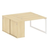 Metal System Quattro 5x5 50БО.РС-СШК-1.2 (Акация лорка/Белый) Рабочая станция на О-образном м/к с опорным шкафом-купе