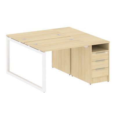 Metal System Quattro 5x5 50БО.РС-СТП-2.1 (Акация лорка/Белый) Рабочая станция на О-образном м/к с опорной тумбой