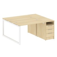 Metal System Quattro 5x5 50БО.РС-СТП-2.2 (Акация лорка/Белый) Рабочая станция на О-образном м/к с опорной тумбой