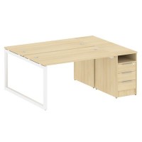 Metal System Quattro 5x5 50БО.РС-СТП-2.3 (Акация лорка/Белый) Рабочая станция на О-образном м/к с опорной тумбой