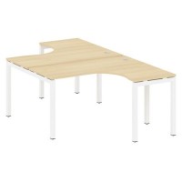 Metal System Quattro 5x5 50БП.РАС-СА-2.3 (Акация лорка/Белый) Рабочая станция криволинейная на П-образном м/к