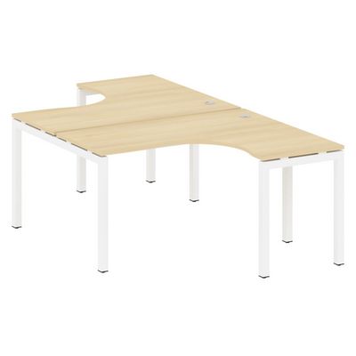 Metal System Quattro 5x5 50БП.РАС-СА-2.3 (Акация лорка/Белый) Рабочая станция криволинейная на П-образном м/к