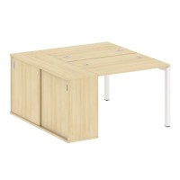 Metal System Quattro 5x5 50БП.РС-СШК-1.1 (Акация лорка/Белый) Рабочая станция на П-образном м/к с опорным шкафом-купе