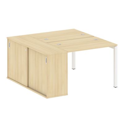 Metal System Quattro 5x5 50БП.РС-СШК-1.1 (Акация лорка/Белый) Рабочая станция на П-образном м/к с опорным шкафом-купе