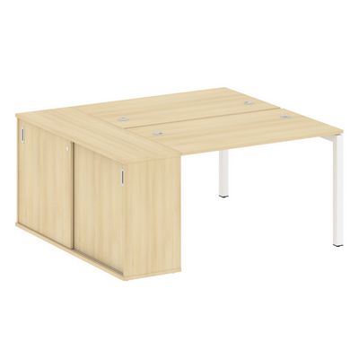 Metal System Quattro 5x5 50БП.РС-СШК-1.2 (Акация лорка/Белый) Рабочая станция на П-образном м/к с опорным шкафом-купе