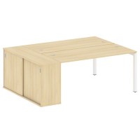 Metal System Quattro 5x5 50БП.РС-СШК-1.4 (Акация лорка/Белый) Рабочая станця на П-образном м/кя с опорным шкафом-купе