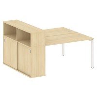 Metal System Quattro 5x5 50БП.РС-СШК-2.3 (Акация лорка/Белый) Рабочая станция на П-образном м/кс опорным шкафом-купе