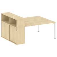 Metal System Quattro 5x5 50БП.РС-СШК-2.4 (Акация лорка/Белый) Рабочая станция на П-образном м/к с опорным шкафом-купе