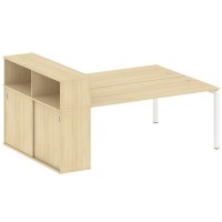 Metal System Quattro 5x5 50БП.РС-СШК-2.5 (Акация лорка/Белый) Рабочая станция на П-образном м/к с опорным шкафом-купе