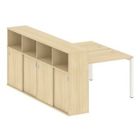 Metal System Quattro 5x5 50БП.РС-СШК-4.2 (Акация лорка/Белый) Рабочая станция на П-образном м/к с опорным шкафом-купе