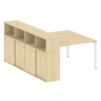 Metal System Quattro 5x5 50БП.РС-СШК-4.3 (Акация лорка/Белый) Рабочая станция на П-образном м/к с опорным шкафом-купе