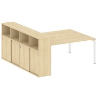Metal System Quattro 5x5 50БП.РС-СШК-4.5 (Акация лорка/Белый) Рабочая станция на П-образном м/к с опорным шкафом-купе