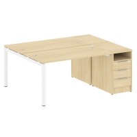 Metal System Quattro 5x5 50БП.РС-СТП-2.3 (Акация лорка/Белый) Рабочая станция на П-образном м/к с опорной тумбой