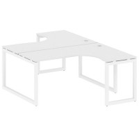 Metal System Quattro 5x5 50БО.РАС-СА-2.4 (Белый/Белый) Рабочая станция криволинейная на О-образном м/к