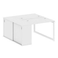 Metal System Quattro 5x5 50БО.РС-СШК-1.1 (Белый/Белый) Рабочая станция на О-образном м/к с опорным шкафом-купе