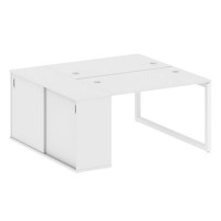 Metal System Quattro 5x5 50БО.РС-СШК-1.2 (Белый/Белый) Рабочая станция на О-образном м/к с опорным шкафом-купе